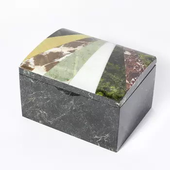 Шкатулка микс змеевик, офиокальцит, яшма 12,5х9,5х7,5 см