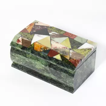 Шкатулка микс змеевик, офиокальцит, яшма 12х7х5,5 см