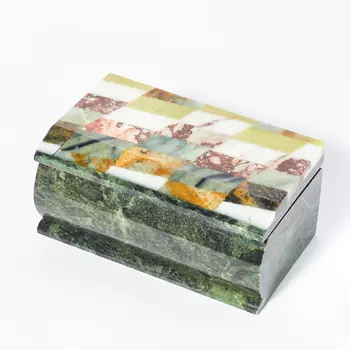 Шкатулка микс змеевик, офиокальцит, яшма 12х7х5,5 см