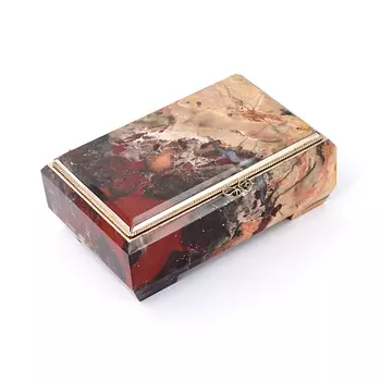 Шкатулка яшма уральская (мельхиор) 11х7,5х4,5 см
