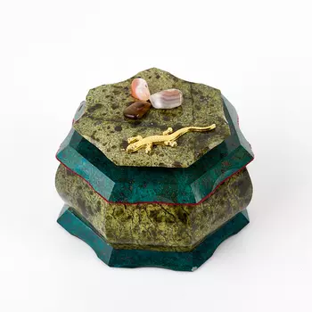 Шкатулка змеевик 10,5х10,5х8 мм