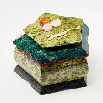 Шкатулка змеевик 10,5х10,5х8 см