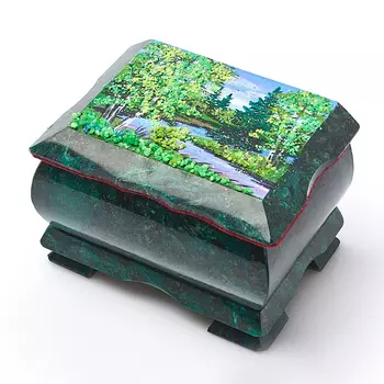 Шкатулка змеевик 10х7х7 см