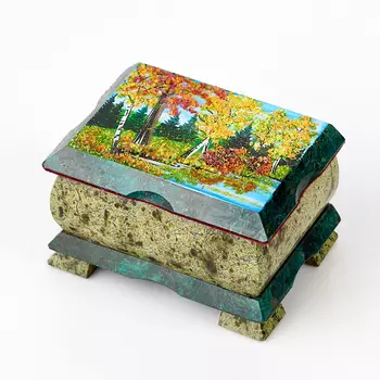 Шкатулка змеевик 11,5х8,5х7 см