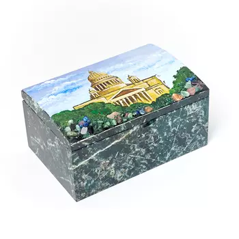 Шкатулка змеевик 14х9,5х7 см