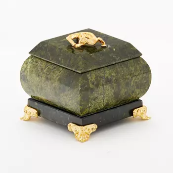Шкатулка змеевик 6х6х6,5 см