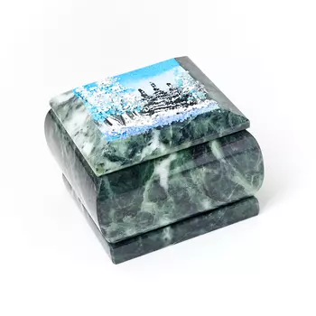 Шкатулка змеевик 7,5х7,5х7 см