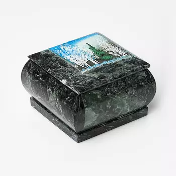 Шкатулка змеевик 8х8х5,5 см