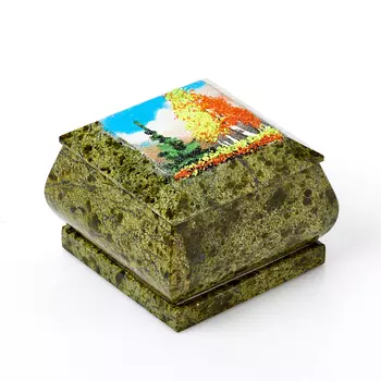 Шкатулка змеевик 8х8х5 см