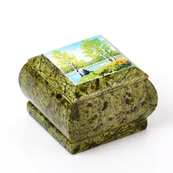 Шкатулка змеевик 8х8х5 см