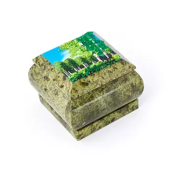 Шкатулка змеевик 8х8х6 см