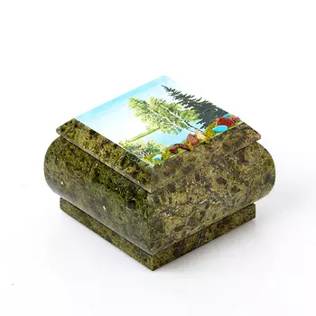 Шкатулка змеевик 8х8х6 см