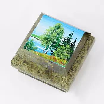 Шкатулка змеевик 8х8х6 см