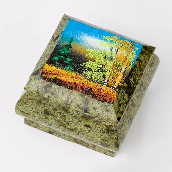 Шкатулка змеевик 8х8х6 см