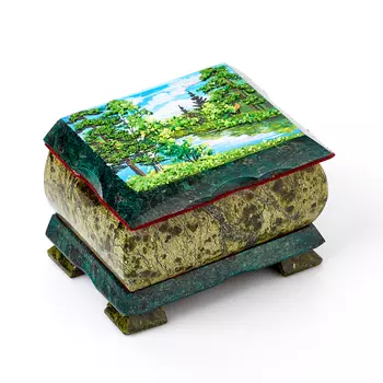 Шкатулка змеевик 9,5х7,5х6 см