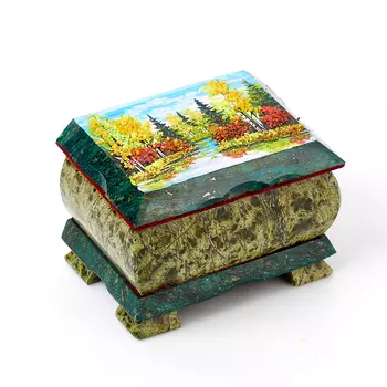 Шкатулка змеевик 9,5х7,5х6 см