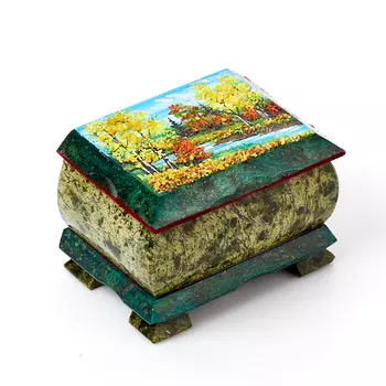 Шкатулка змеевик 9,5х7,5х6 см