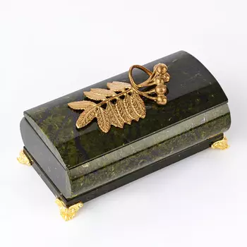 Шкатулка змеевик (латунь) 13х7,5х6,5 см