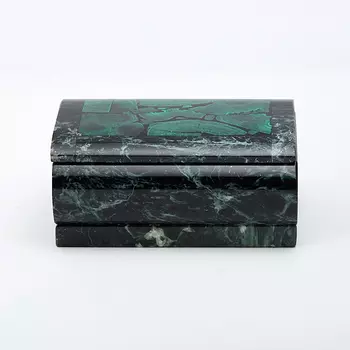 Шкатулка змеевик, малахит 10х6,5х4,5 см