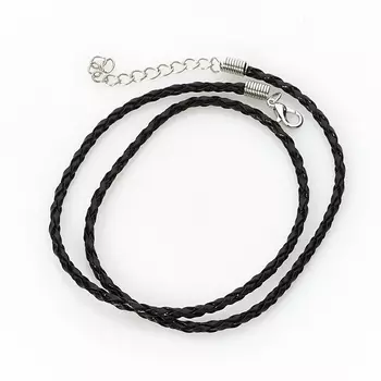 Шнурок (кожа иск.) (черный) 47 см (+4 см)