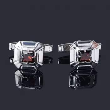 Запонки гранат альмандин (серебро 925 пр. родир. бел.) огранка