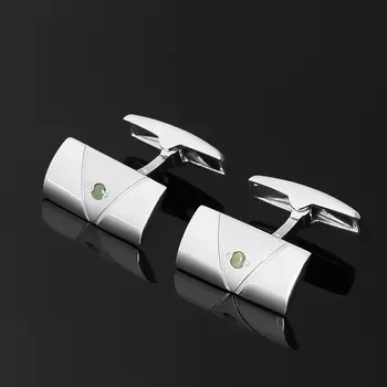 Запонки изумруд (серебро 925 пр. родир. бел.) огранка