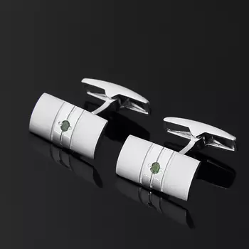 Запонки изумруд (серебро 925 пр. родир. бел.) огранка