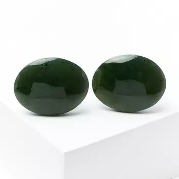 Запонки нефрит зеленый (биж. сплав)