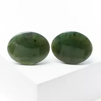 Запонки нефрит зеленый (биж. сплав)