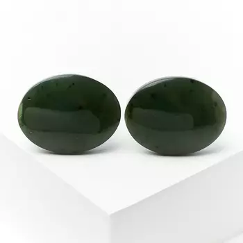 Запонки нефрит зеленый (биж. сплав)
