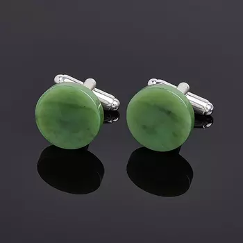 Запонки нефрит зеленый (биж. сплав)