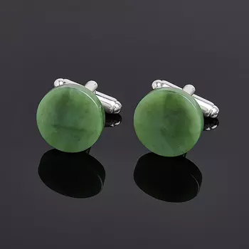 Запонки нефрит зеленый (биж. сплав)