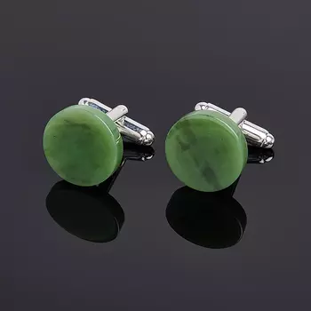 Запонки нефрит зеленый (биж. сплав)