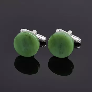 Запонки нефрит зеленый (биж. сплав)