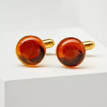 Запонки янтарь (биж. сплав)