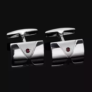 Запонки рубин (серебро 925 пр. родир. бел.) огранка