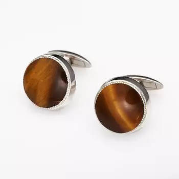 Запонки тигровый глаз (серебро 925 пр.)