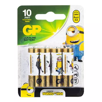 Алкалиновые батарейки GP миньоны АА 4 шт на блистере GP