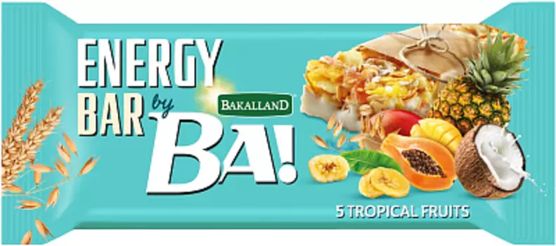 Батончик злаковый с тропическими фруктами и с йогрутовым вкусом BA! Bakalland