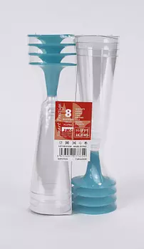 Бокалы пластиковые 130мл 8шт бирюзовые Smart