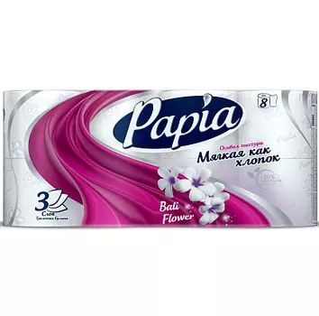 Бумага туалетная 8 шт. Балийский Цветок Papia Hayat