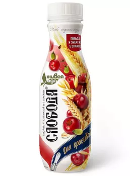 БЗМЖ БиоЙогурт питьевой L.Casei с клюквой и злаками 2% Слобода