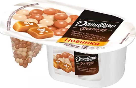 БЗМЖ Йогурт Фантазия хрустящие шарики/соленая карамель Danissimo