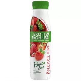 БЗМЖ Йогурт Fitness Line питьевой с клубникой 2.5% 300 г ЭкоНива
