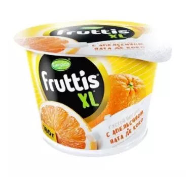 БЗМЖ Йогурт Fruttis XL с Апельс и кусочк.кокос.желе НАТА де КОКО 4,3% 180г
