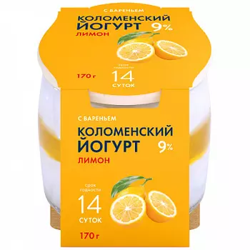 БЗМЖ Йогурт из сливок с лимоном 9% 170 г Коломенское