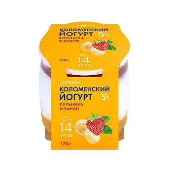БЗМЖ Йогурт клубника-банан 5% 170г Коломенский