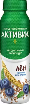 БЗМЖ Йогурт питьевой черника/5 злаков/семена льна 21% Активиа