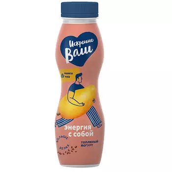 БЗМЖ Йогурт питьевой из топл.мол.Манго-чиа 3,5% 280г Искренне Ваш