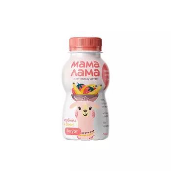 БЗМЖ Йогурт питьевой с клубникой и бананом 2.5% Мама Лама